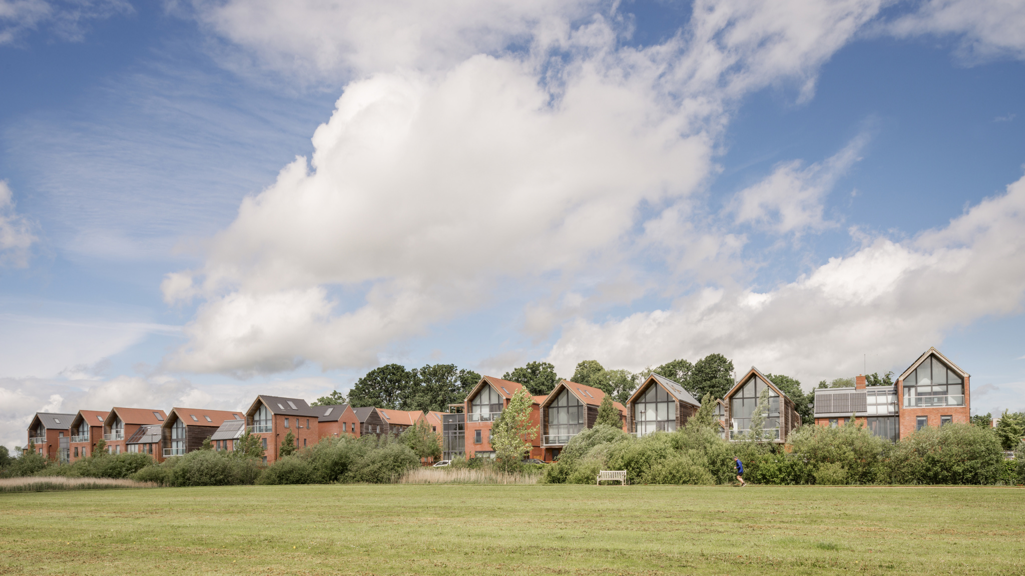 View of sustainable residential design Upton Site C from the park