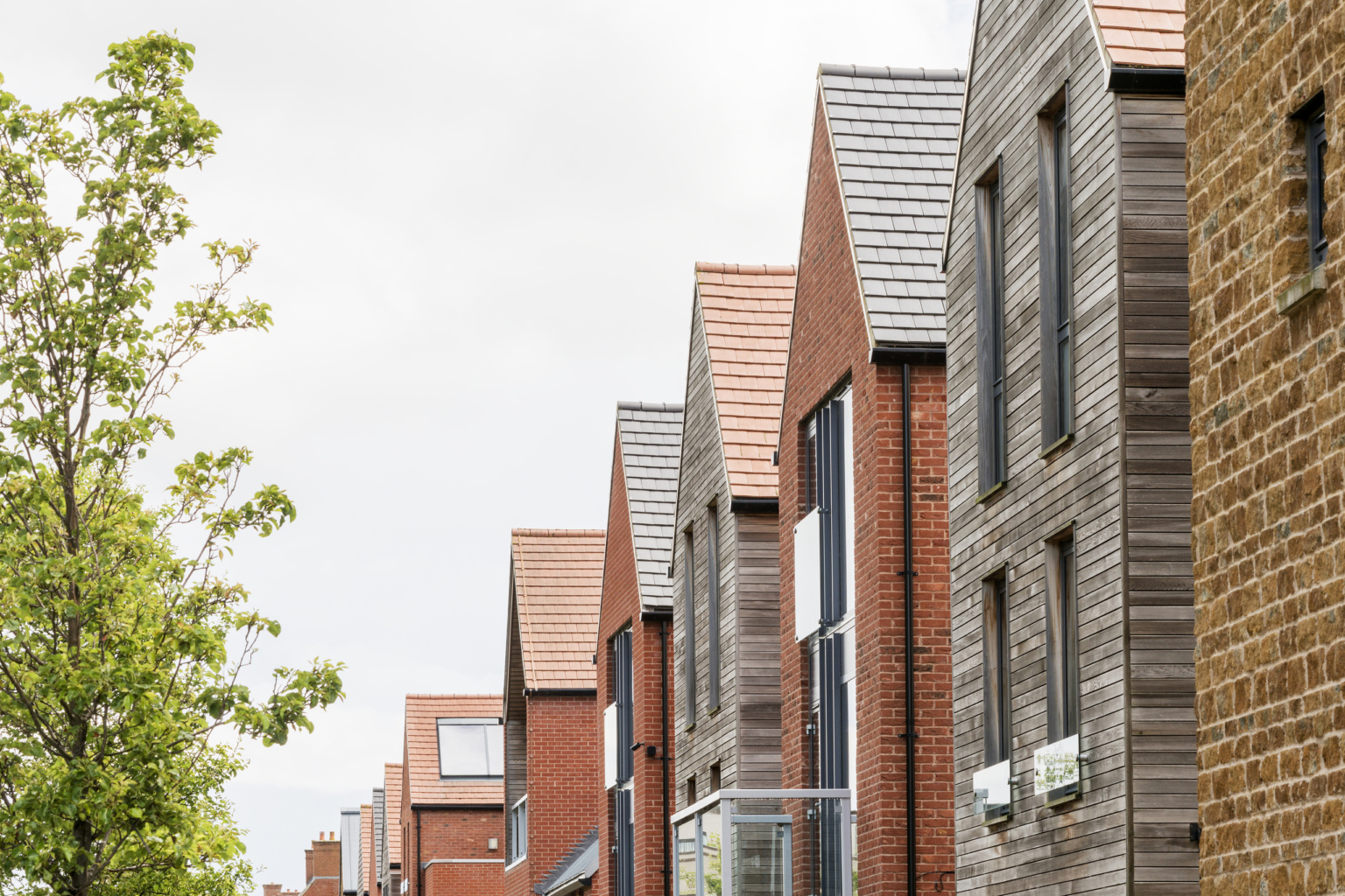 View of distinctive elevations in varying housetypes and materials